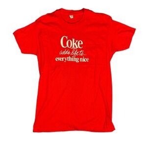 Vintage 70s Coca Cola T Shirt Red‎ Cotton Graphic Tee Large